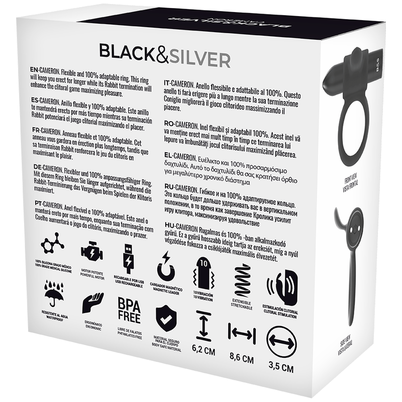 Black&silver-Cameron Penisring mit Fernbedienung Watchme-Silikon · Vibratoren (Bild 6)