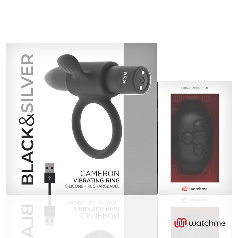 Black&silver-Cameron Penisring mit Fernbedienung Watchme-Silikon · Vibratoren (Bild 3)