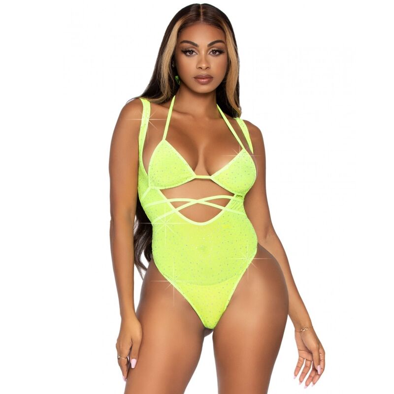 Leg Avenue Sets-Wickel-Bikinitop mit Strass und Suspender-Body