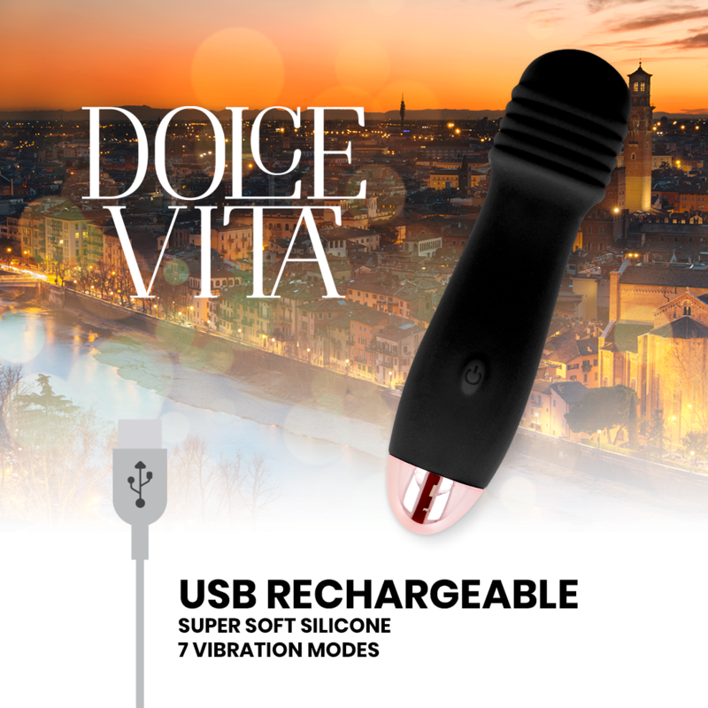 Dolce Vita-Vibrator Wiederaufladbar Three Black 7 Geschwindigkeit-Silikon, 7 · Vibratoren (Bild 2)