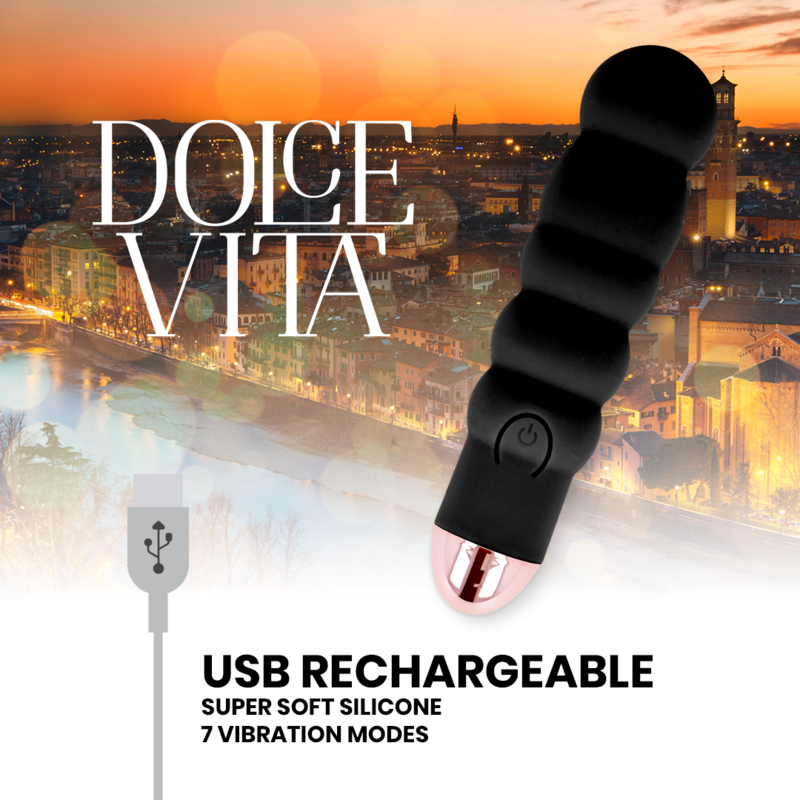 Dolce Vita-Sechs Vibrator Wiederaufladbar 7 Geschwindigkeit-Silikon · Vibratoren (Bild 3)