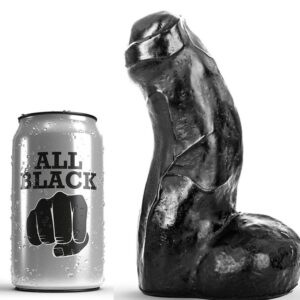 All Black-Realistischer Dildo Schwarz 17 cm-Wasserdicht