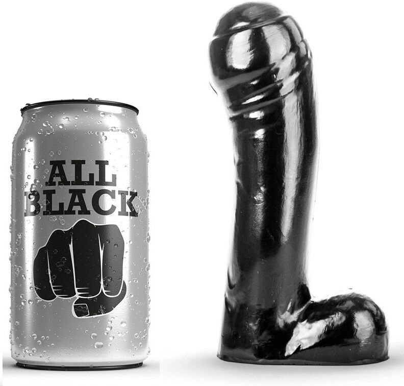 All Black-Dildo Schwarz 15 cm-Silikon