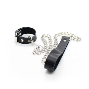 Ohmama Fetish-Halskette Penis und Lederarmband mit Metallkette · Spielzeug aus Glas & Metall (Bild 2)