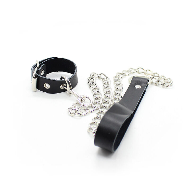 Ohmama Fetish-Halskette Penis und Lederarmband mit Metallkette · Spielzeug aus Glas & Metall (Bild 2)