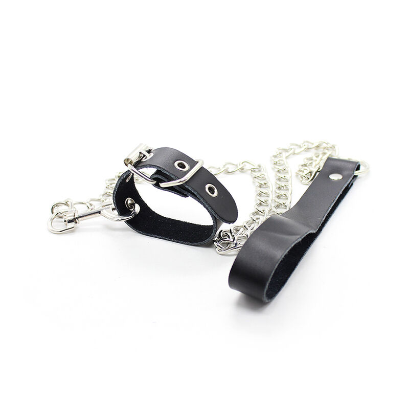 Ohmama Fetish-Halskette Penis und Lederarmband mit Metallkette · Spielzeug aus Glas & Metall (Bild 3)
