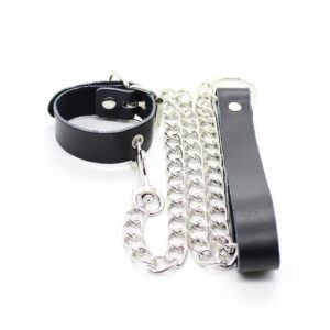 Ohmama Fetish-Halskette Penis und Lederarmband mit Metallkette · Spielzeug aus Glas & Metall (Bild 4)