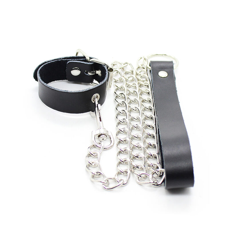 Ohmama Fetish-Halskette Penis und Lederarmband mit Metallkette · Spielzeug aus Glas & Metall (Bild 4)