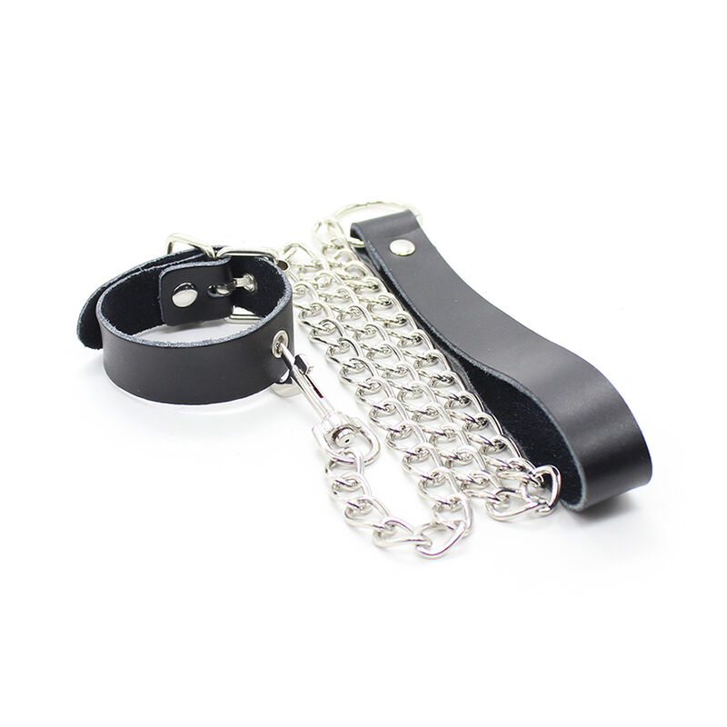 Ohmama Fetish-Halskette Penis und Lederarmband mit Metallkette · Spielzeug aus Glas & Metall (Bild 5)