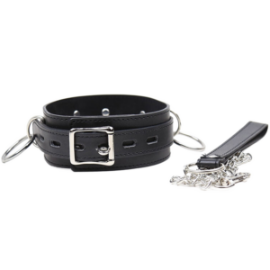 Ohmama Fetish-Unterwerfungshalsband mit 3 Ringen-Kunstleder