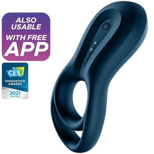 Satisfyer Connect-Epic Duo Ring Vibrator App Blue-Silikon, 12 · Spielzeug für Paare