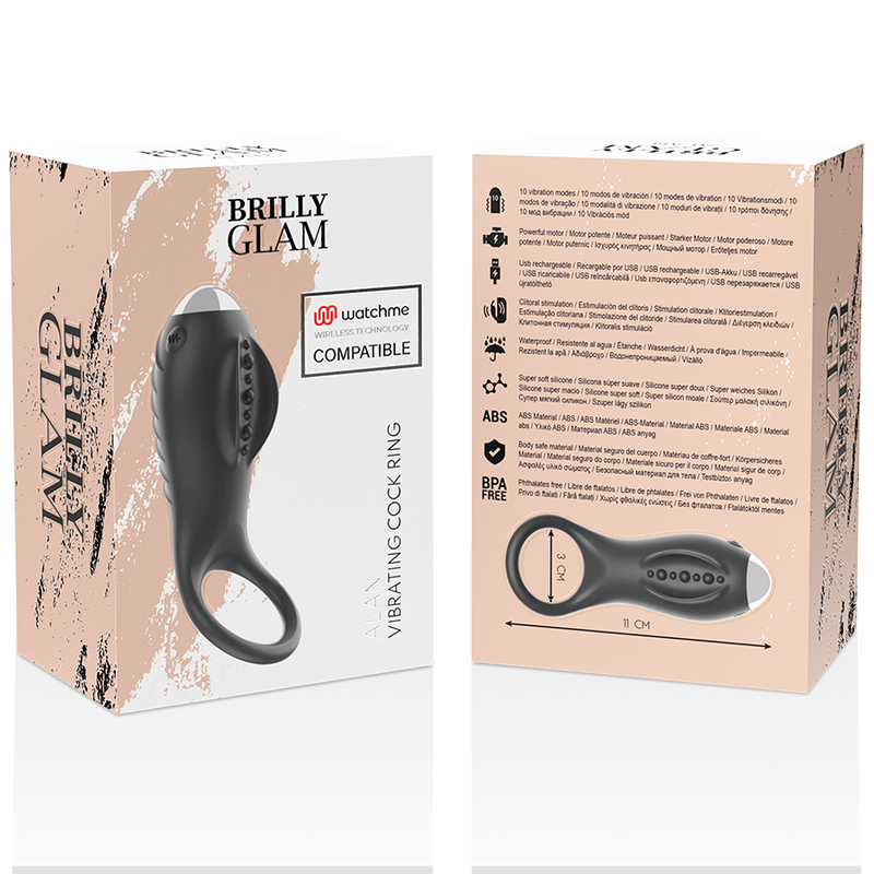 Brilly Glam-Alan Ring + Watchme Remote Control-Silikon, 10 Geschwindigkeiten · Sextoys (Bild 7)