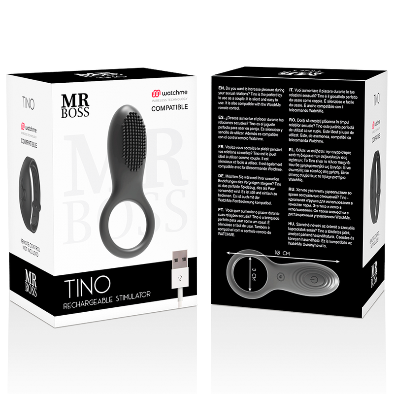 Mr. Boss-Tino Ring stimulierend + Fernbedienung Watchme-Silikon, 10 · Vibratoren (Bild 2)