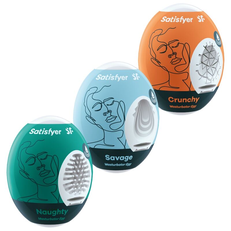 Satisfyer Eggs-3 Masturbierte Eier Naughty, Savage & Crunchy-TPE · Spielzeug-Sets