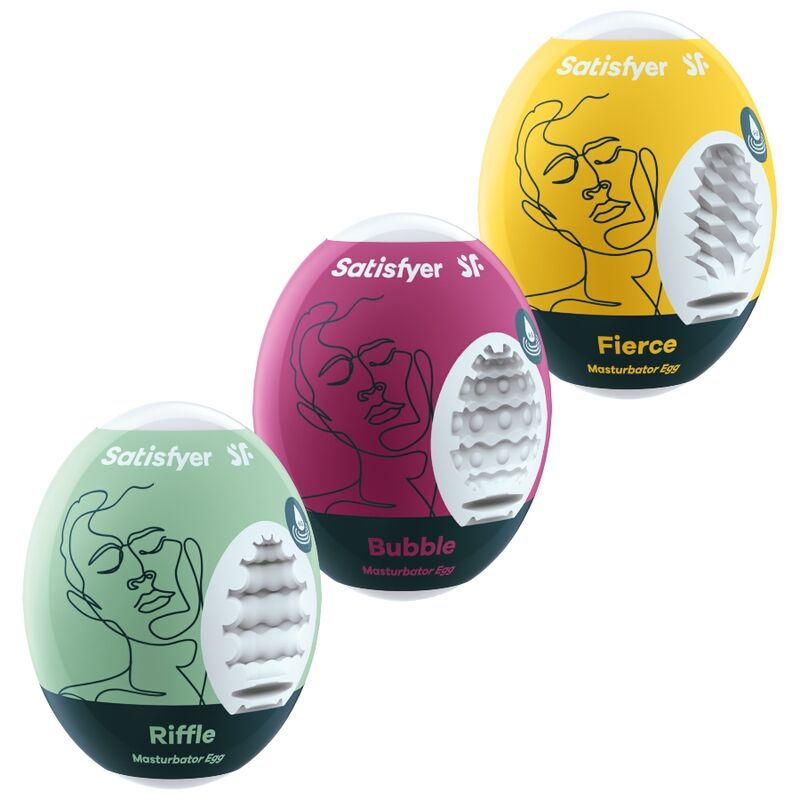 Satisfyer Eggs-3 Masturbierte Eier Riffle, Bubble & Fierce-TPE · Spielzeug-Sets