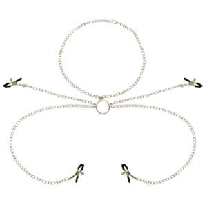 Ohmama Fetish-4 Nippelklemmen mit Kette-Halsband