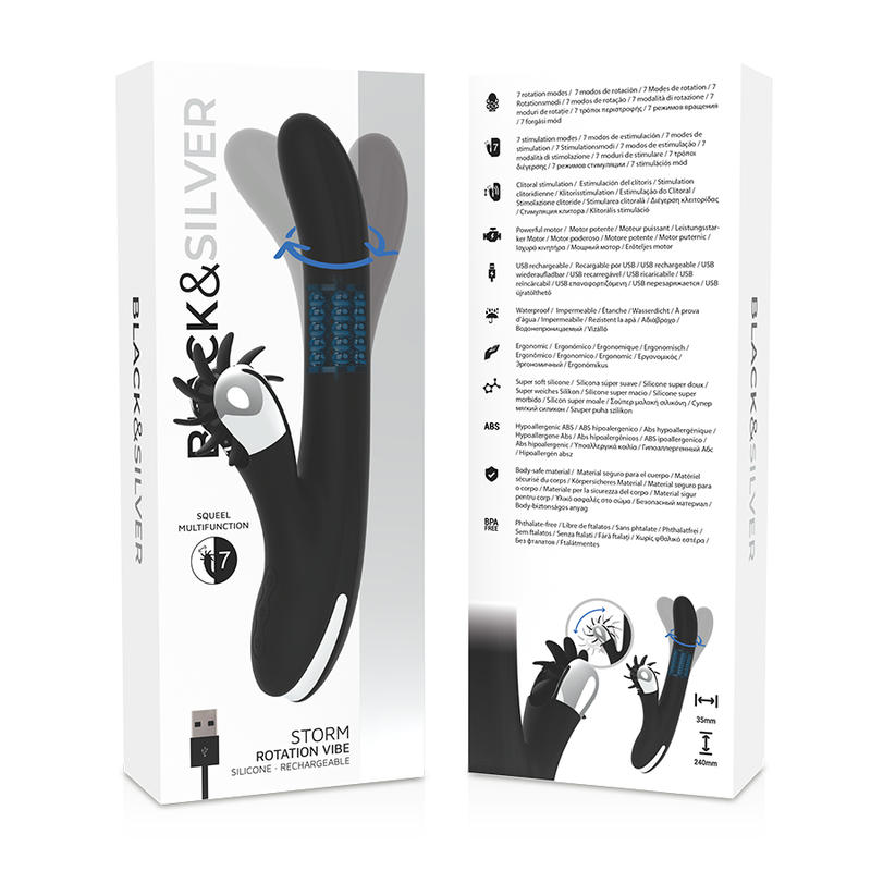 Black&silver-Bunny Storm Drehung Vibe-Silikon, 7 Geschwindigkeiten · Vibratoren (Bild 3)
