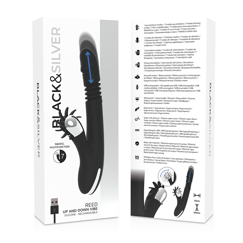 Black&silver-Bunny Reed Up & Down Vibe-Silikon, 7 Geschwindigkeiten · Vibratoren (Bild 3)
