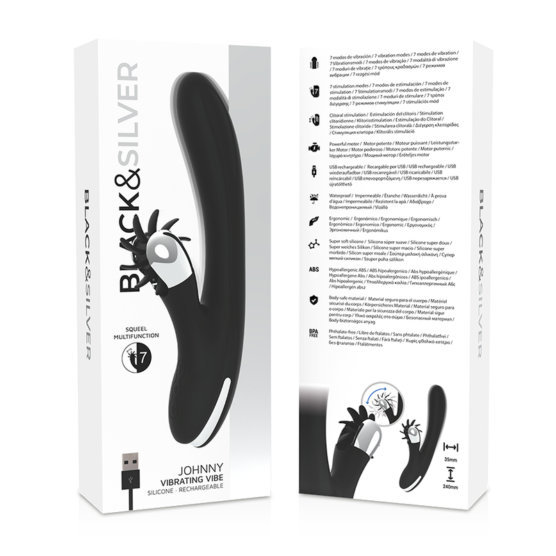 Black&silver-Bunny Johnny Vibrating Vibe-Silikon, 7 Geschwindigkeiten · Vibratoren (Bild 4)