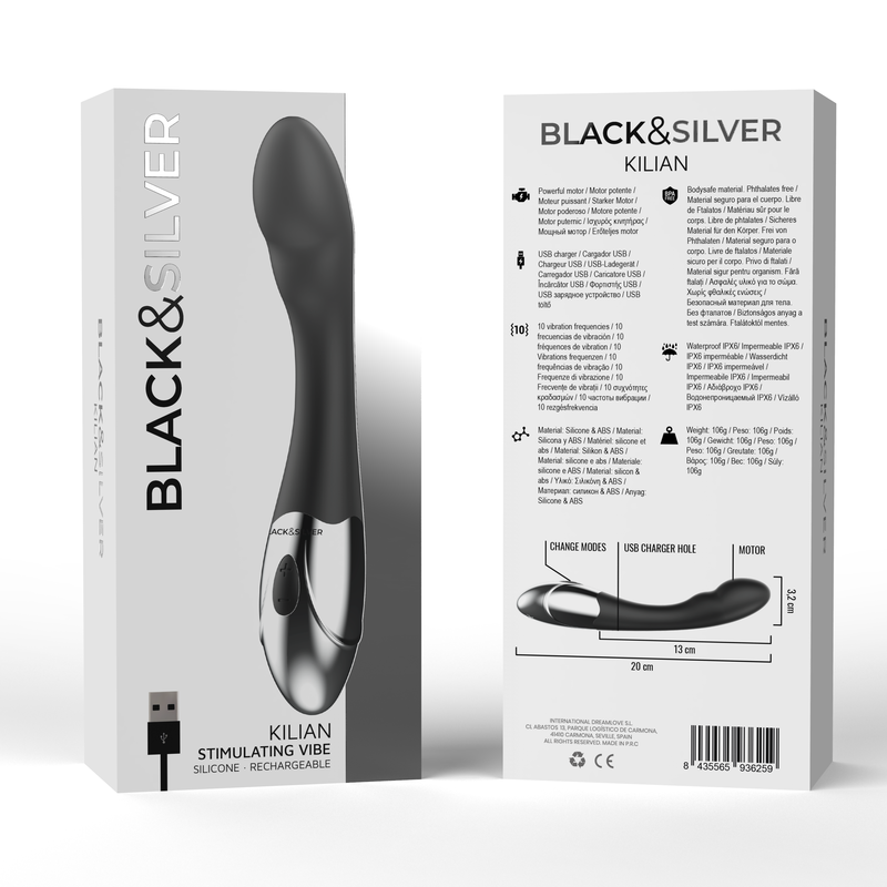 Black&silver-Kilian Vibrator stimulierend-Silikon, 10 Geschwindigkeiten · Vibratoren (Bild 6)