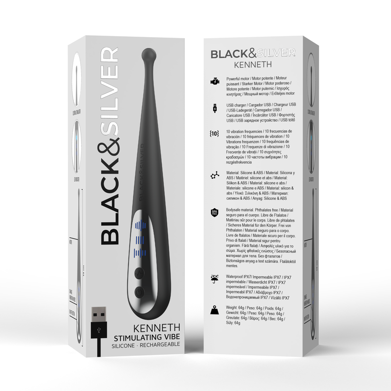 Black&silver-Kenneth Stimolating Vibe-Silikon, 10 Geschwindigkeiten · Vibratoren (Bild 6)