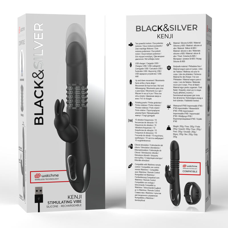 Black&silver-Kenji Up & Down Rabbit Vibrator + Fernbedienung · Vibratoren (Bild 6)
