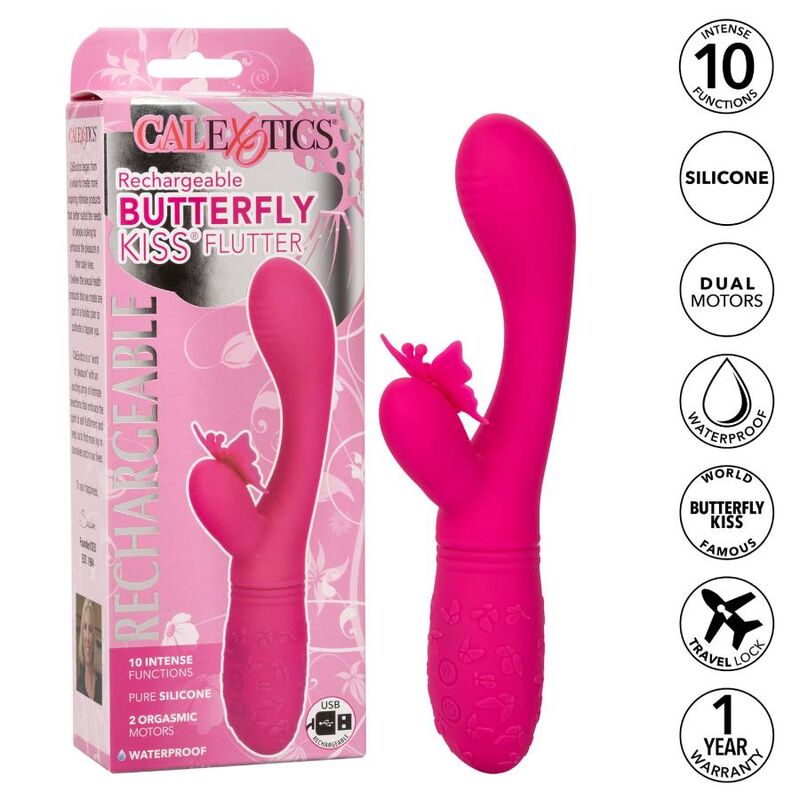 Calexotics-Butterfly Kiss Flutter Rosa-10 Geschwindigkeiten, Wiederaufladbar, USB · Vibratoren (Bild 9)
