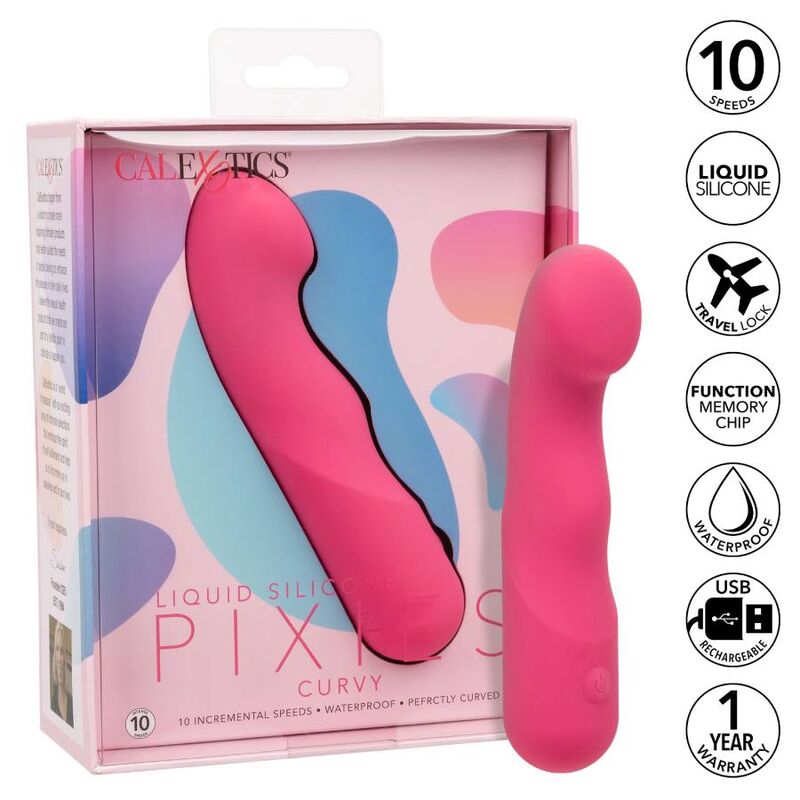Calexotics-Pixies Curvy Rosa-Silikon, 10 Geschwindigkeiten, Wiederaufladbar, USB · Vibratoren (Bild 4)