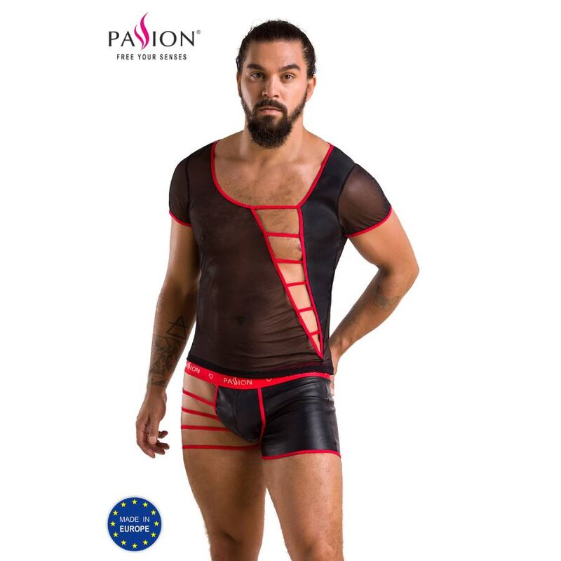 PASSION 055 SET MARK BLACK S/M Passion-055 Set Mark Schwarz, Polyurethan · Herrenunterwäsche