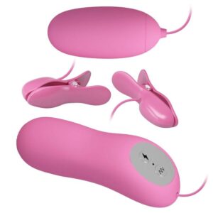 Remote Control-Vibrierende Klemmen mit Elektrostimulation Rosa-Silikon, 7
