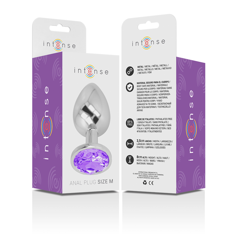 Intense Anal Toys-Analplug aus Aluminium mit Kristall-Lila, Größe · Spielzeug aus Glas & Metall (Bild 5)