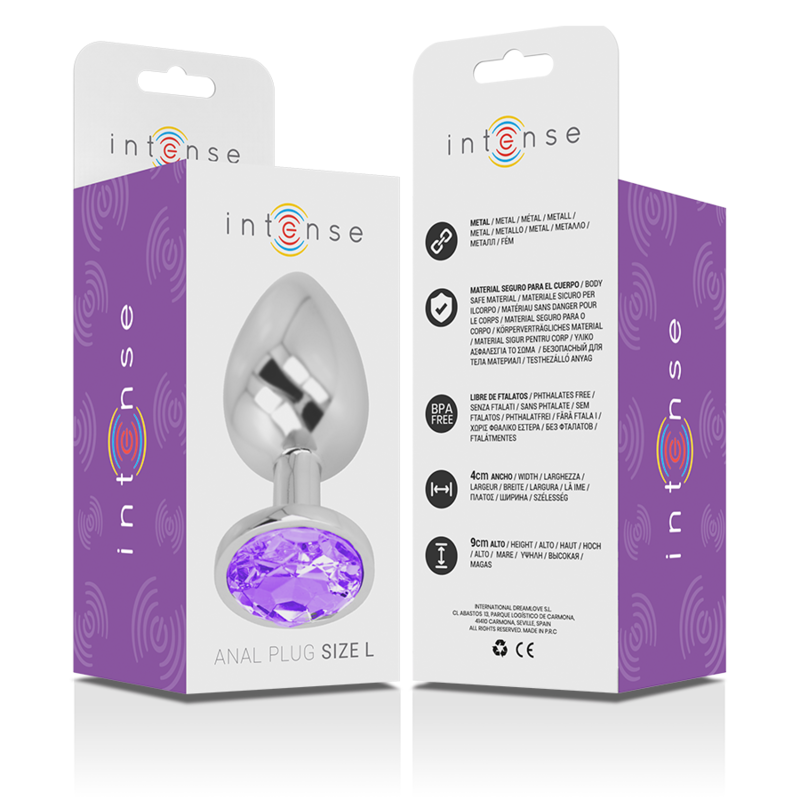 Intense Anal Toys-Analplug aus Aluminium mit Kristall-Lila, Größe L · Spielzeug aus Glas & Metall (Bild 3)
