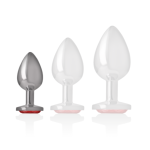 Intense Anal Toys-Analplug Metall Aluminium mit Rot Kristall · Spielzeug aus Glas & Metall (Bild 2)