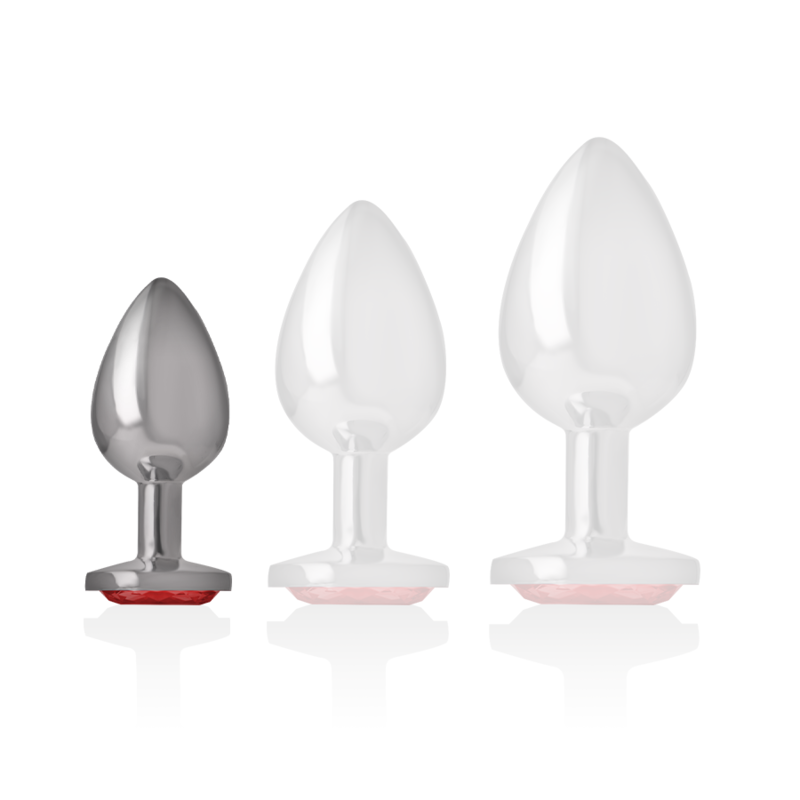 Intense Anal Toys-Analplug Metall Aluminium mit Rot Kristall · Spielzeug aus Glas & Metall (Bild 2)