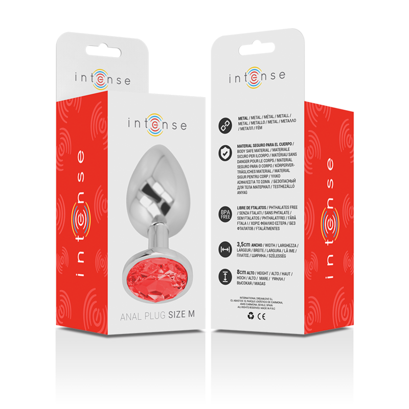 Intense Anal Toys-Analstecker aus Metall mit Rot Kristall, M · Spielzeug aus Glas & Metall (Bild 5)