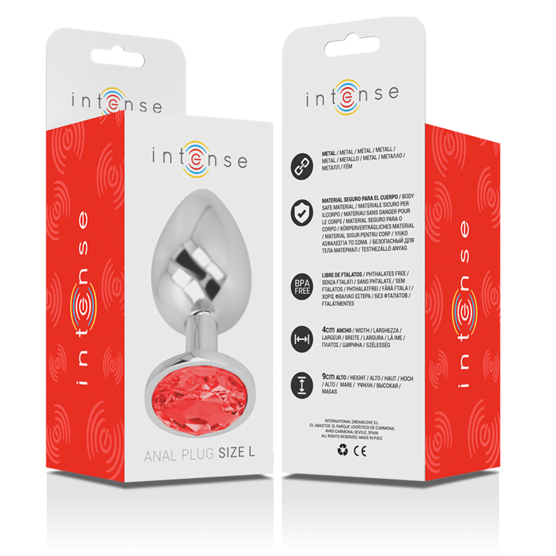 Intense Anal Toys-Analplug Metall Aluminium mit Kristall-Rot, Größe L · Spielzeug aus Glas & Metall (Bild 4)