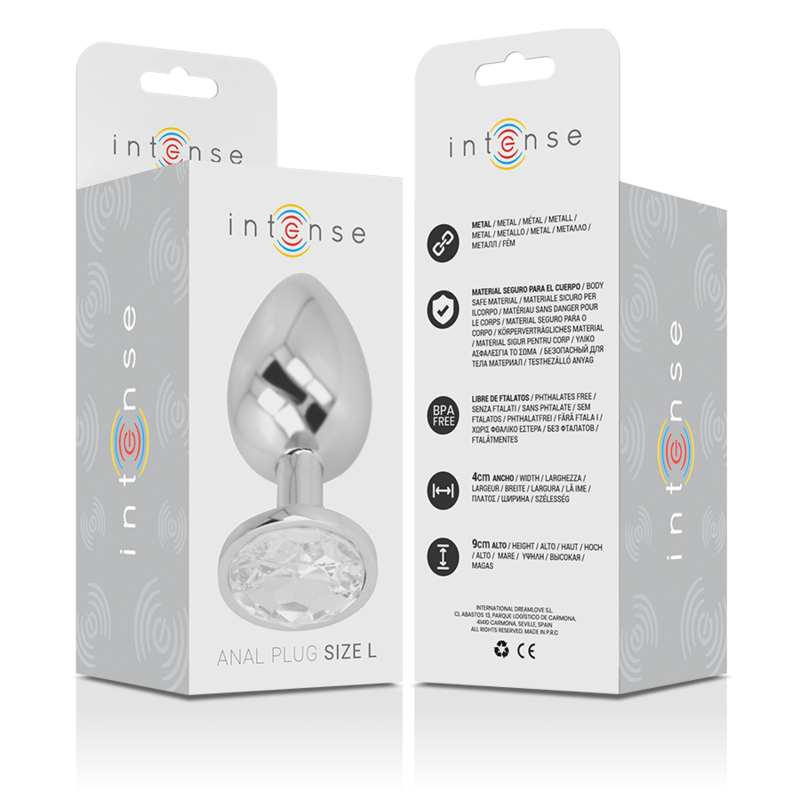 Intense Anal Toys-Analplug Metall Aluminium mit Kristall-Silber, Größe L · Spielzeug aus Glas & Metall (Bild 3)