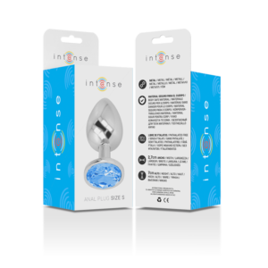 Intense Anal Toys-Analplug Metall mit Blau Kristall, Größe S · Spielzeug aus Glas & Metall (Bild 2)