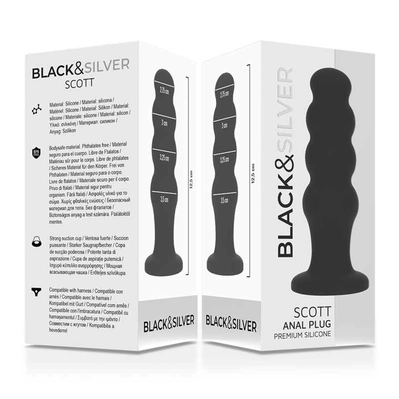 Black&silver-Scott Premium Silikon Analplug Schwarz · Vibratoren (Bild 4)