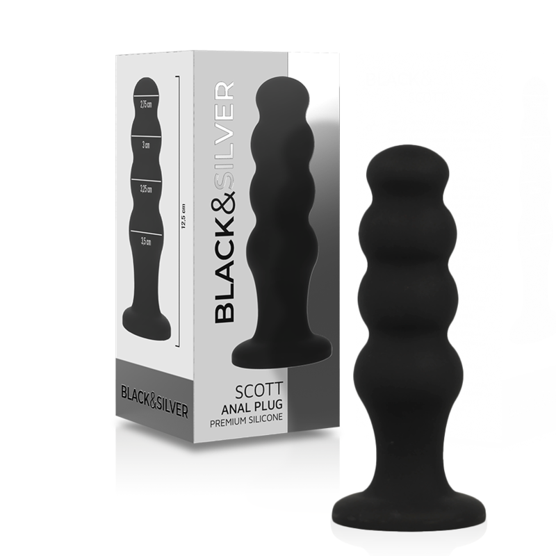 Black&silver-Scott Premium Silikon Analplug Schwarz · Vibratoren (Bild 5)
