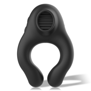 Black&silver-Vibrationsring aus Silikon, 3 Motoren, Wiederaufladbar · Sextoys