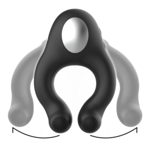 Black&silver-Vibrationsring aus Silikon, 3 Motoren, Wiederaufladbar · Sextoys (Bild 5)