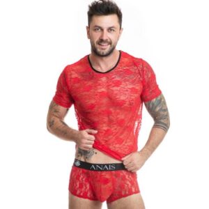 Anais Men-Brave T-Shirt in Spitze Rot · Herrenunterwäsche