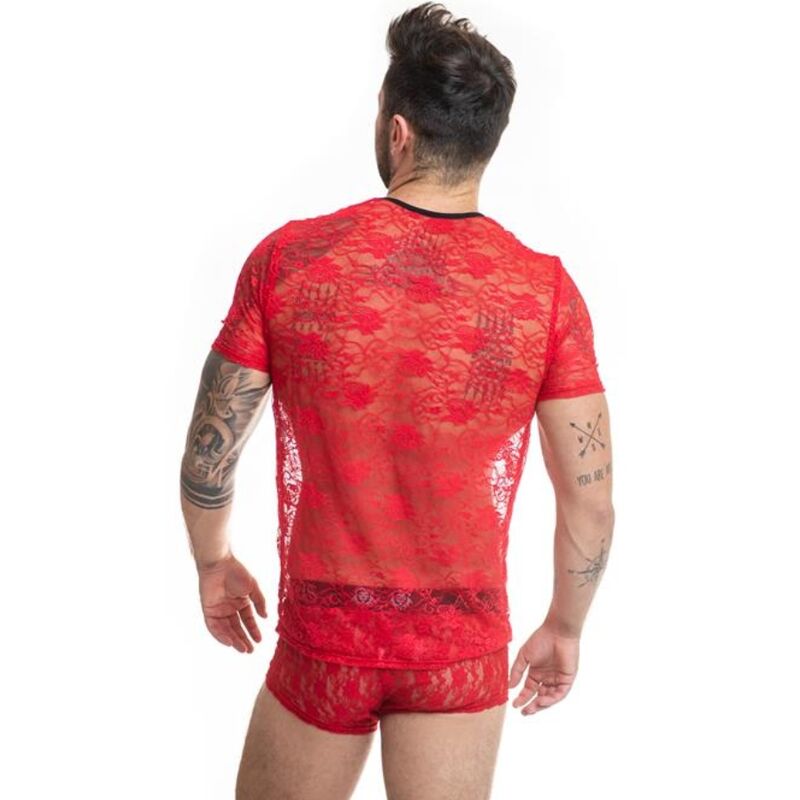 Anais Men-Brave T-Shirt in Spitze Rot · Herrenunterwäsche (Bild 2)