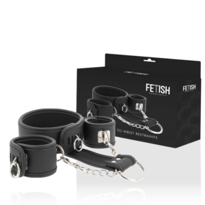 Fetish Submissive Bondage-Halskette und Handschellen aus veganem Leder · Sextoys (Bild 3)