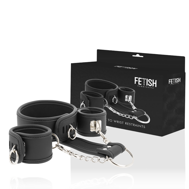 Fetish Submissive Bondage-Halskette und Handschellen aus veganem Leder · Sextoys (Bild 3)