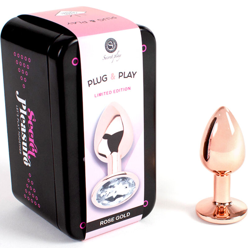 Secretplay Toys-Analplug Metall Gold Rosa, Größe S, 7 cm · Spielzeug aus Glas & Metall (Bild 2)