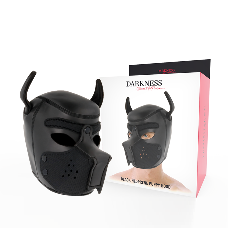 Darkness Bondage-Hundemaske aus Neopren mit abnehmbarer Schnauze