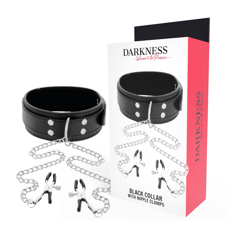 Darkness Bondage-Halskette mit Nippelklemmen, Schwarz-Metal · Sextoys