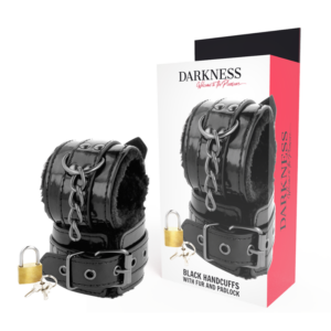 Darkness Bondage-Verstellbare Handschellen aus schwarzem Leder mit Schloss